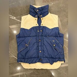 Vintage Ocean Pacific OP White Blue Puffer Vest Adult Small